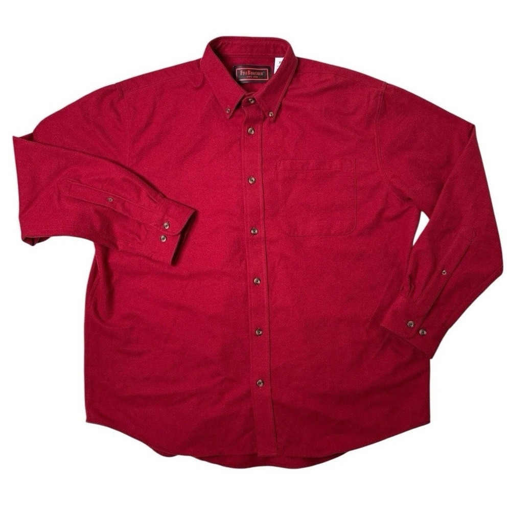 Five Brother Long Sleeve Shirt Red Chamois Flannel Workwear Size XL